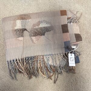 Pretty Persuasions Beige and Brown Scarf with Fringe
